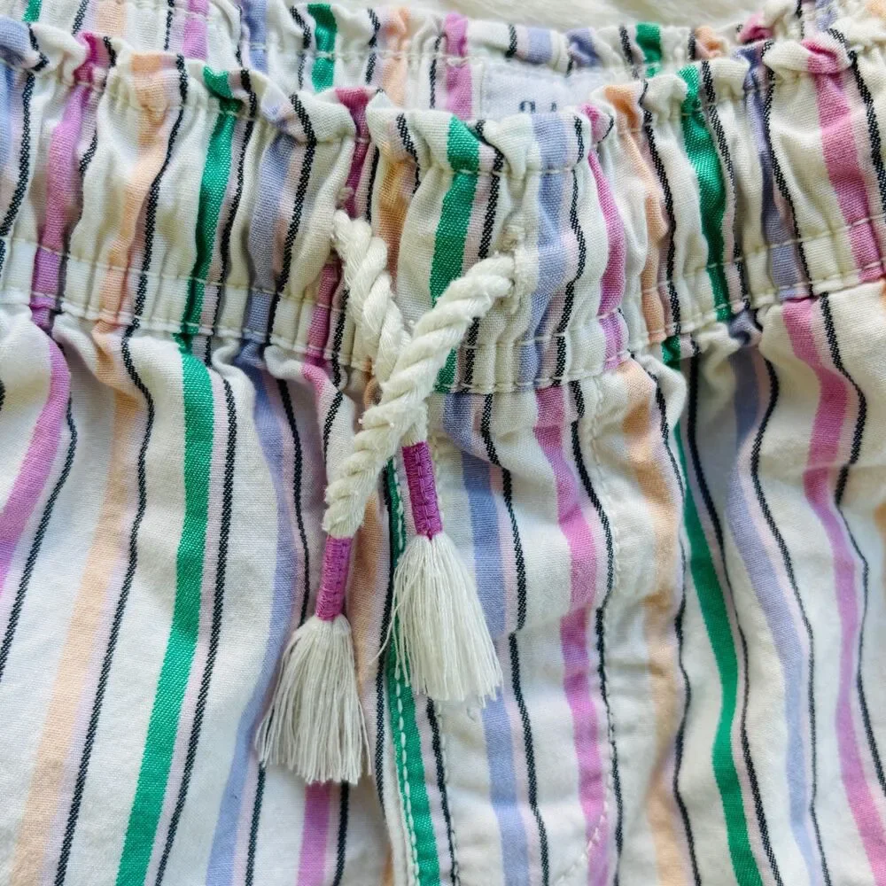 Gap Kids Girls Size L 10 Pastel Striped Pull-On Shorts Tassel Cotton Summer